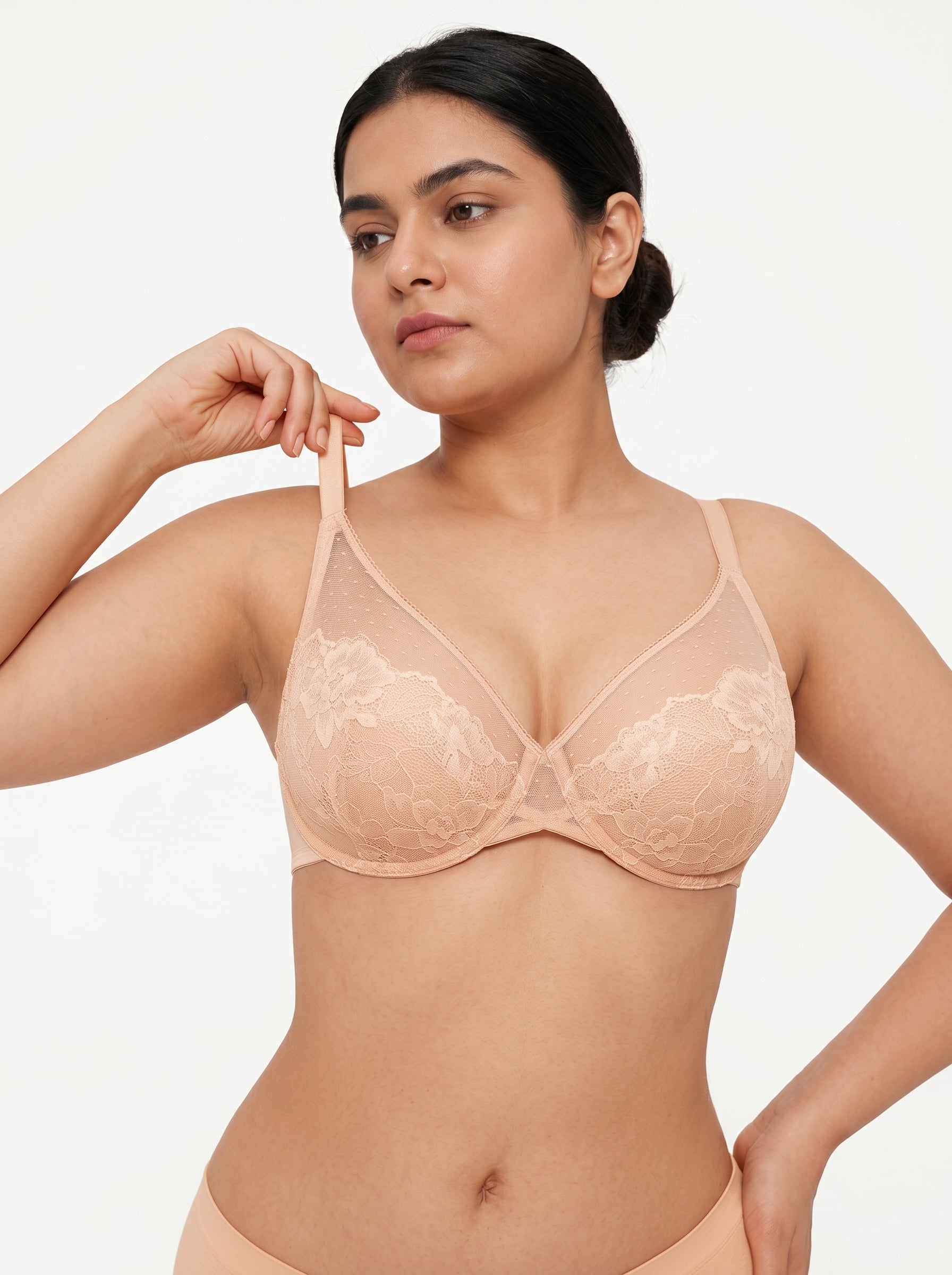 Lightweight Underwire Minimizer Lace Mesh Bra
