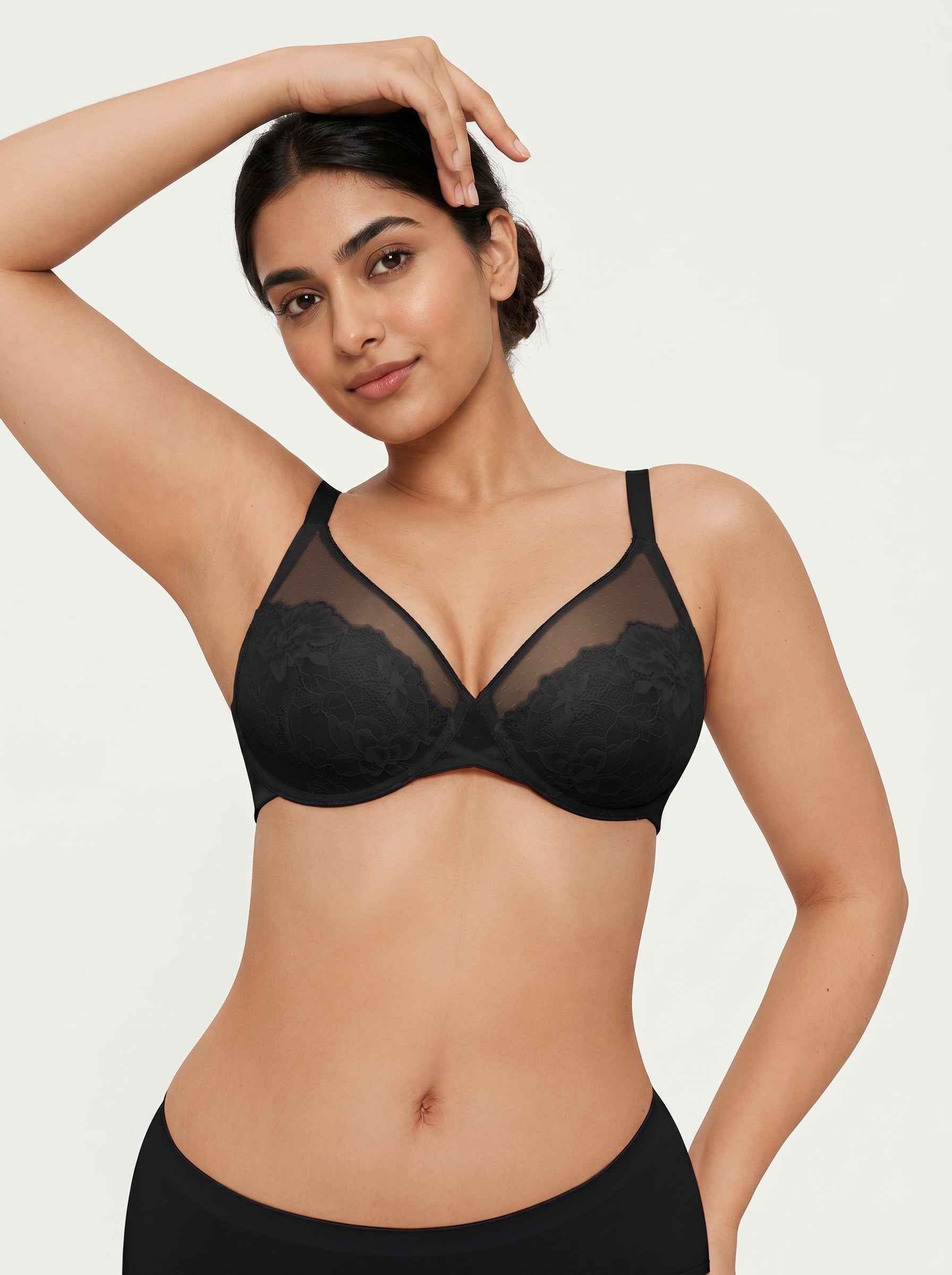 Lightweight Underwire Minimizer Lace Mesh Bra