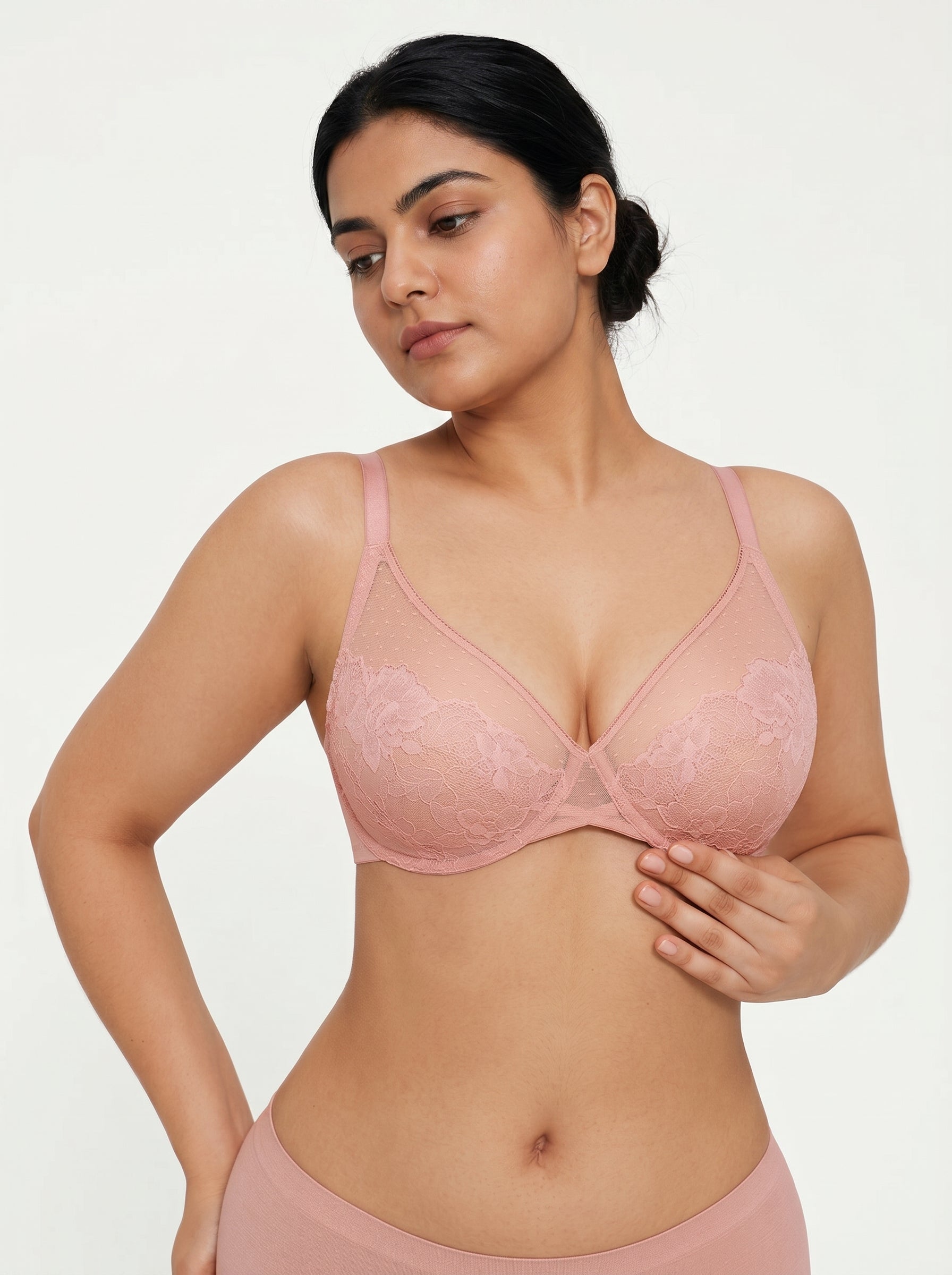Lightweight Underwire Minimizer Lace Mesh Bra
