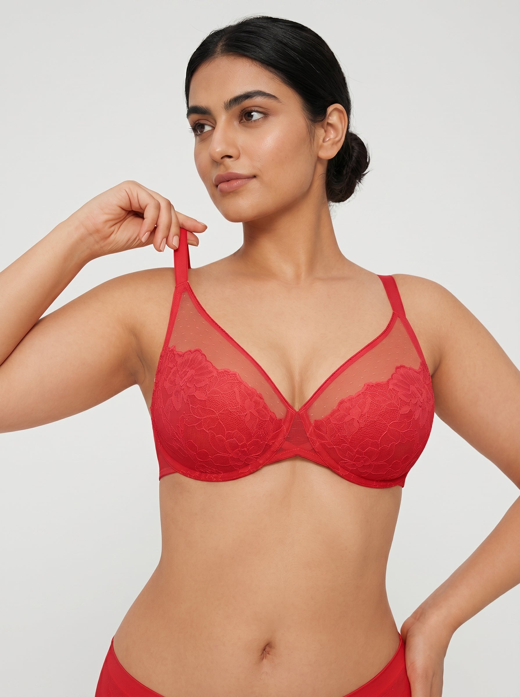 Lightweight Underwire Minimizer Lace Mesh Bra