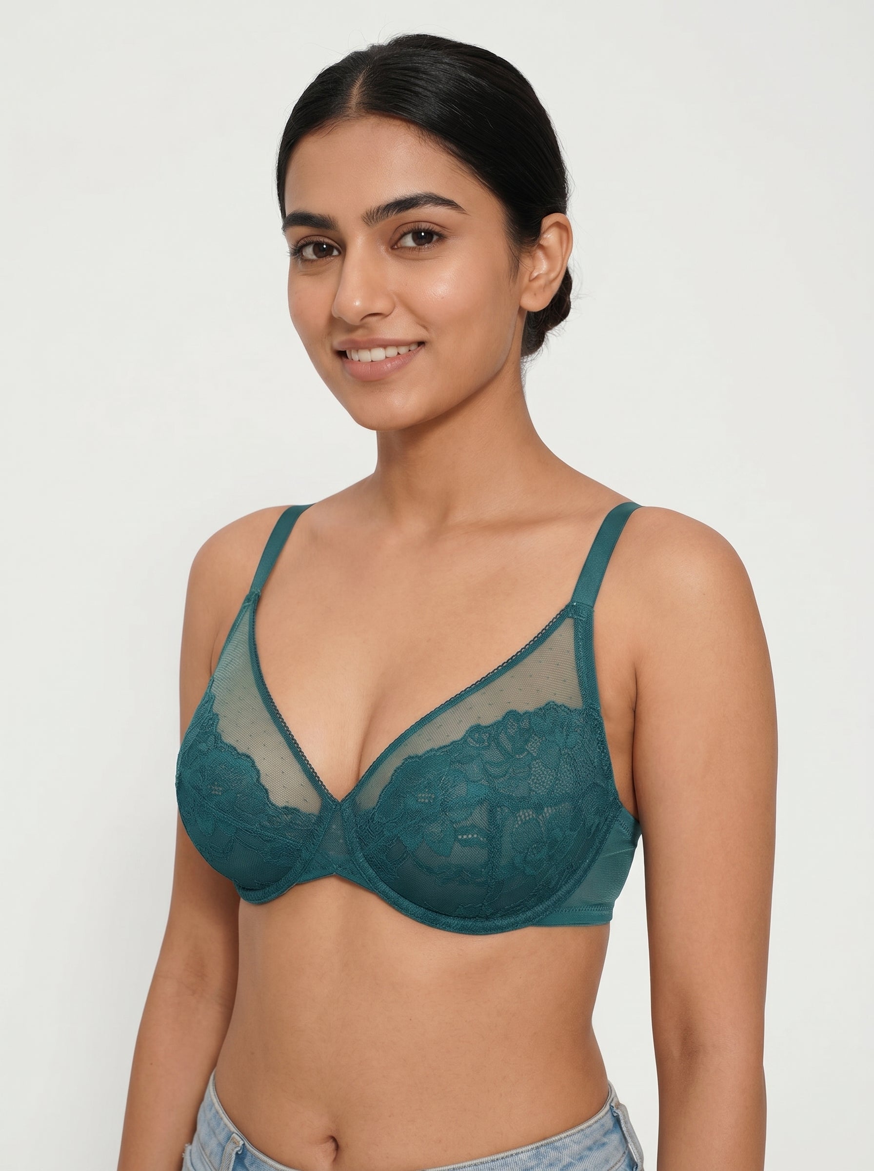 Lightweight Underwire Minimizer Lace Mesh Bra