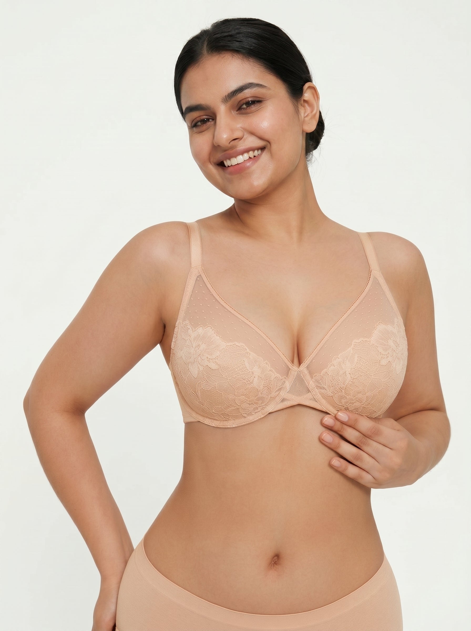 Lightweight Underwire Minimizer Lace Mesh Bra